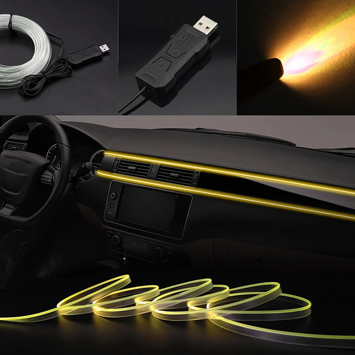 Car Interior LED Ambient Light Strip - App Control RGB - Drive Mellow