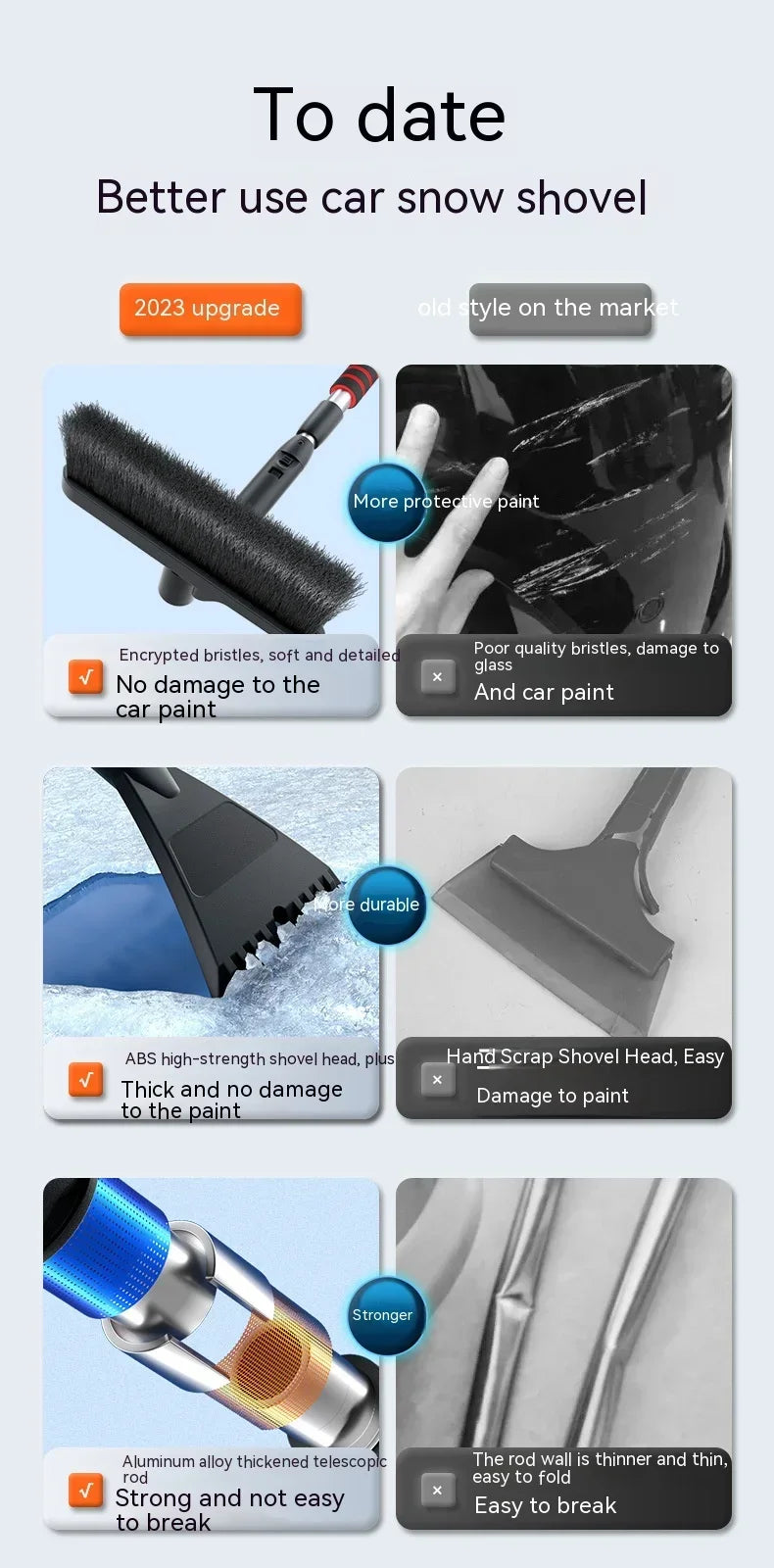 Extendable Car Snow Shovel Ice Scraper - Winter Windshield Tool - Drive Mellow