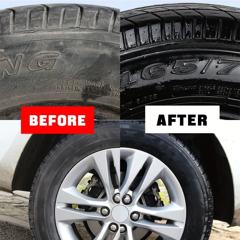 Tire Shine Wax - Long-Lasting Black Gloss Restorer - Drive Mellow