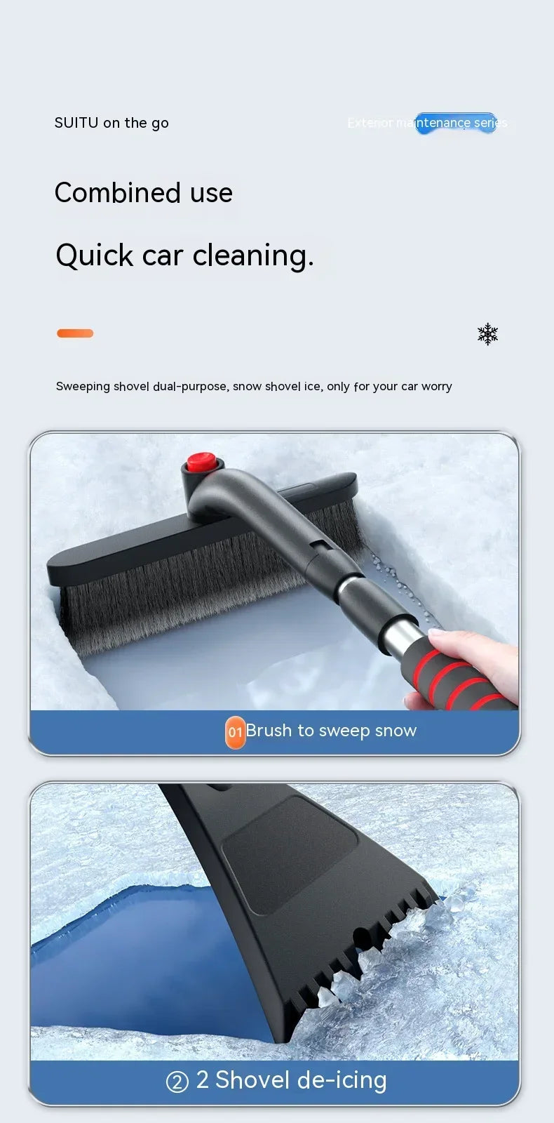 Extendable Car Snow Shovel Ice Scraper - Winter Windshield Tool - Drive Mellow