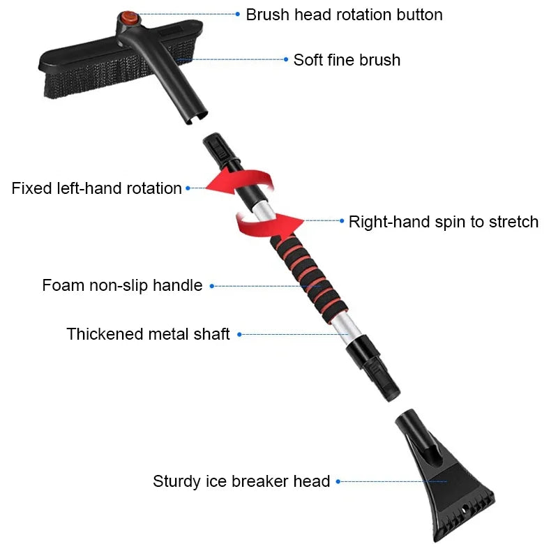 Extendable Car Snow Shovel Ice Scraper - Winter Windshield Tool - Drive Mellow