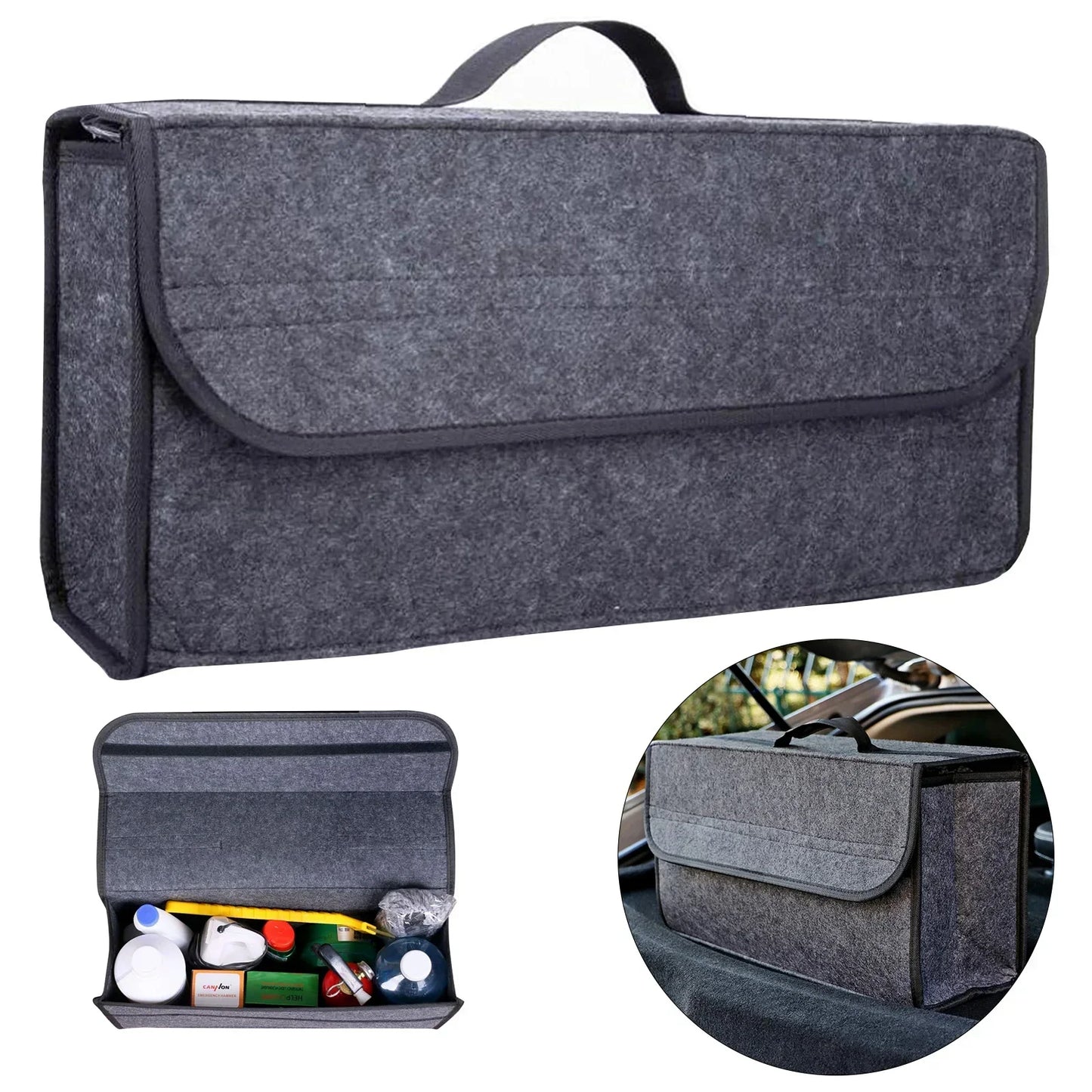 Soft Felt Trunk Organizer - Anti-Slip Storage Box - Drive Mellow