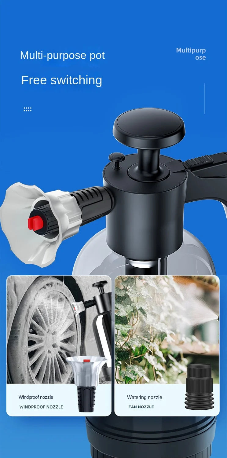 2L Hand Pump Foam Sprayer - 3 Nozzles - Car Wash Foam Cannon - Drive Mellow