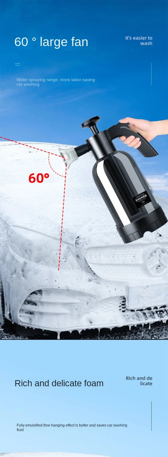 2L Hand Pump Foam Sprayer - 3 Nozzles - Car Wash Foam Cannon - Drive Mellow